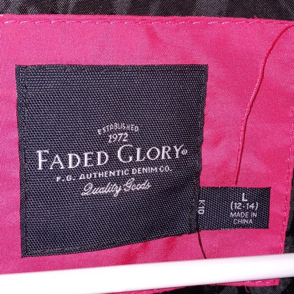 "FADED GLORY" HoT Pink/black zip up vest w/ pockets Size: L 12/14 - Picture 3 of 8